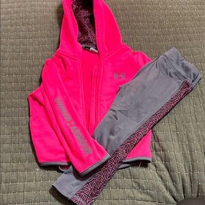 Under Armour Neon Pink Hoodie and Charcoal Leggings